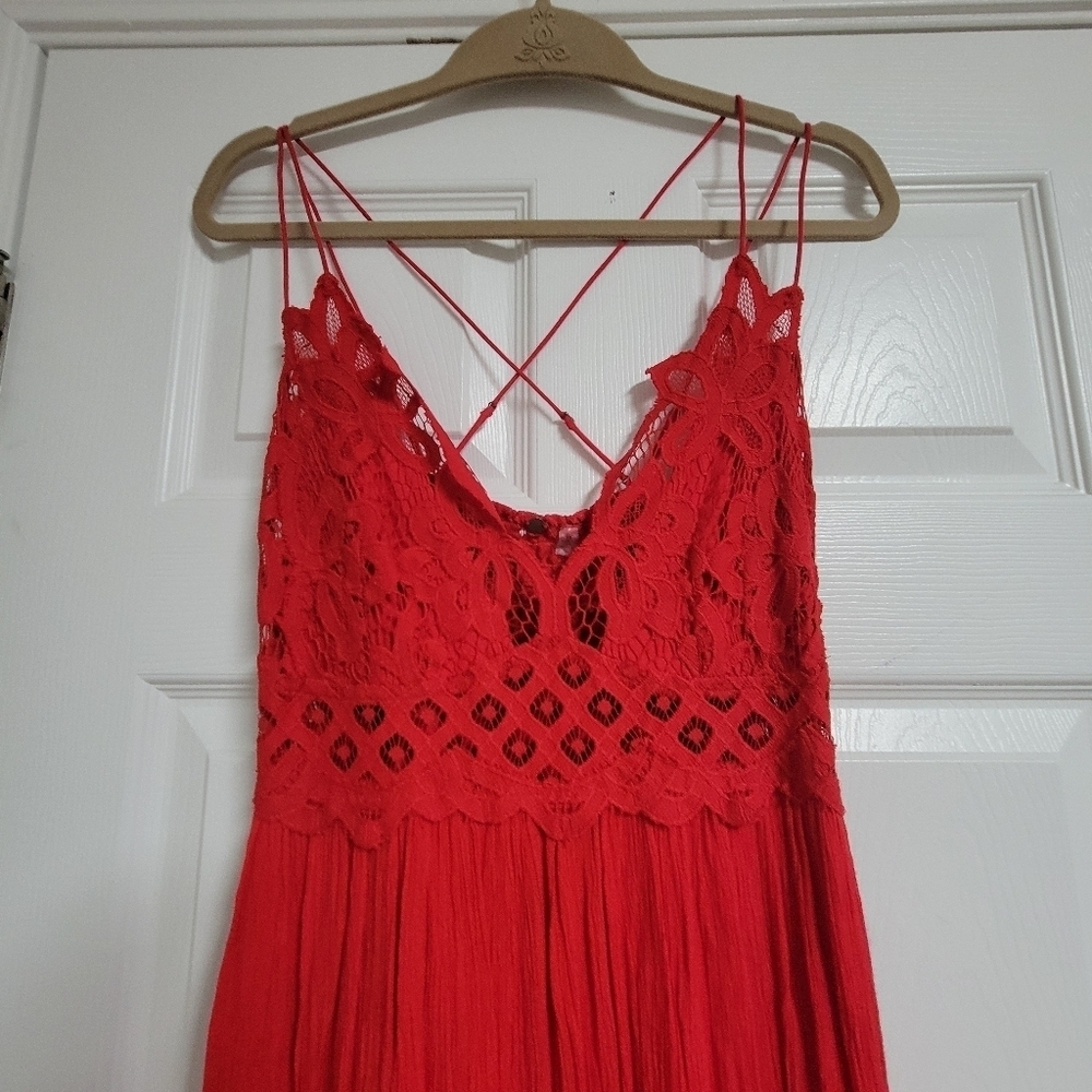 FP One Adella Maxi Slip Dress Red Size Large. - Picture 6 of 14